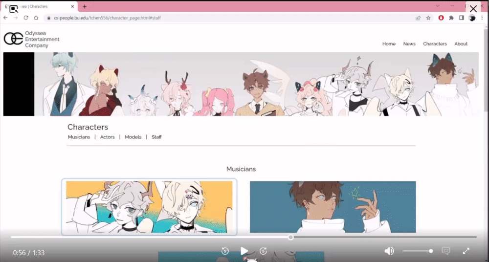 opens a character modal